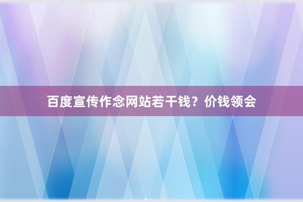 百度宣传作念网站若干钱?价钱领会
